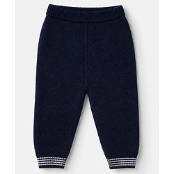 Babyhug Knit Full Sleeves Sweater Set With Raccoon Detailing & Cap - Navy Blue
