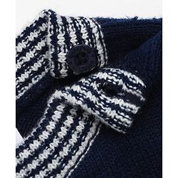 Babyhug Knit Full Sleeves Sweater Set With Raccoon Detailing & Cap - Navy Blue