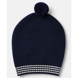 Babyhug Knit Full Sleeves Sweater Set With Raccoon Detailing & Cap - Navy Blue