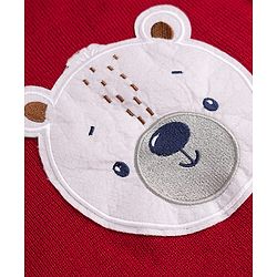 Babyhug Knit Sweater Set and Cap with Full Sleeves and Bear Detailing - Red