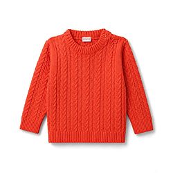Babyhug Knit Full Sleeves Cable Knit Pullover - Rust Orange