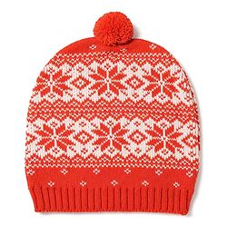 Babyhug Knit Full Sleeves Floral Designed Sweater Set with Cap - Red