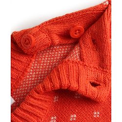 Babyhug Knit Full Sleeves Floral Designed Sweater Set with Cap - Red