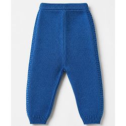 Babyhug Knit Cardigan and Pant with Full Sleeves and Stripes Design in Royal Blue for 3-6 Months