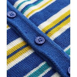 Babyhug Knit Cardigan and Pant with Full Sleeves and Stripes Design in Royal Blue for 3-6 Months