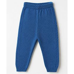 Babyhug Knit Cardigan and Pant with Full Sleeves and Stripes Design in Royal Blue for 3-6 Months