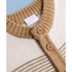 Babyhug Knit Full Sleeves Sweater Set - White & Beige
