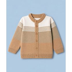 Babyhug Knit Full Sleeves Sweater Set - White & Beige