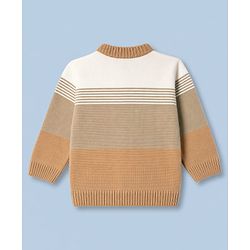 Babyhug Knit Full Sleeves Sweater Set - White & Beige