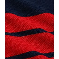 Babyhug Knit Sweater Sets with Full Sleeves and Striped Print in Red for 0-3 Months