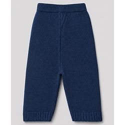 Babyhug Knit Full Sleeves Striped Collar Neck Sweater Set - White & Blue
