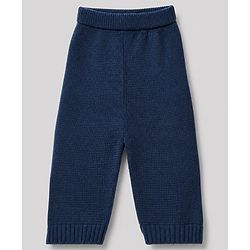 Babyhug Knit Full Sleeves Striped Collar Neck Sweater Set - White & Blue
