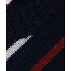 Babyhug Knit Full Sleeves Striped Sweater Set - Navy Blue