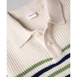 Babyhug Knit Full Sleeves Striped Sweater Set - White