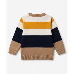 Babyhug Knit Full Sleeves Striped Sweater - Navy Blue White