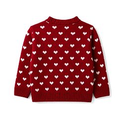 Babyhug Knit Full Sleeves Sweater Set with Heart Design - Maroon