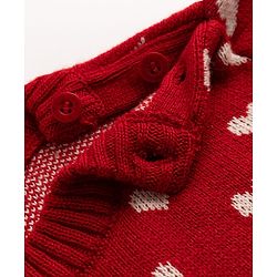 Babyhug Knit Full Sleeves Sweater Set with Heart Design - Maroon