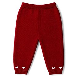 Babyhug Knit Full Sleeves Sweater Set with Heart Design - Maroon