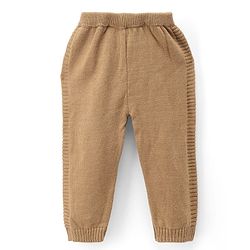 Babyhug Knit Full Sleeves Sweater Set with Vehicle Design - Beige