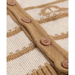 Babyhug Knit Full Sleeves Sweater Set with Vehicle Design - Beige