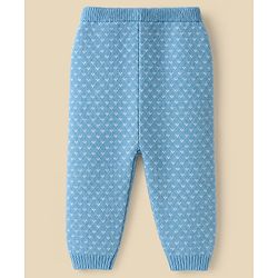 Babyhug Knit Full Sleeves Snow Flakes Printed Sweater Set With Cap - Light Blue