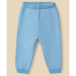 Babyhug Knit Full Sleeves Snow Flakes Printed Sweater Set With Cap - Light Blue