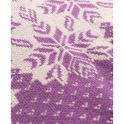 Babyhug Knit Full Sleeves Floral Design Sweater Set with Cap - Purple