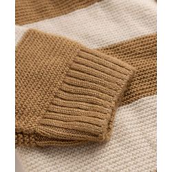 Babyhug Knit Full Sleeves Striped Sweater Set - Beige