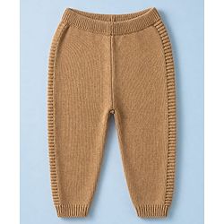 Babyhug Knit Full Sleeves Striped Sweater Set - Beige