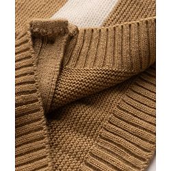 Babyhug Knit Full Sleeves Striped Sweater Set - Beige