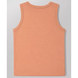 Babyhug 100% Cotton Single Jersey Knit Sleeveless Antibacterial Striped Sando With Animal Print Pack of 3 - Orange, Light Blue & White