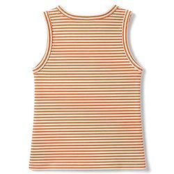 Babyhug 100% Cotton Single Jersey Knit Sleeveless Antibacterial Striped Sando With Teddy Print Pack of 3 - OffWhite, Orange & Rust Orange