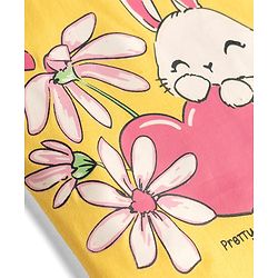 Babyhug 100% Cotton Knit Half Sleeves T-Shirt & Capri Night Suit with Floral & Bunny Print - Yellow