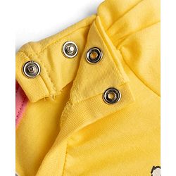 Babyhug 100% Cotton Knit Half Sleeves T-Shirt & Capri Night Suit with Floral & Bunny Print - Yellow
