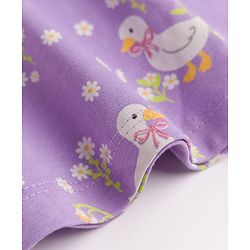 Babyhug 100% Cotton Knit Half Sleeves Floral Printed Frock With Bloomer - Lavender