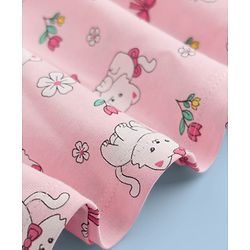 Babyhug 100% Cotton Single Jersey Knit Sleeveless Cat Printed Frock with Bloomer - Pink