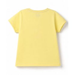 Babyhug 100% Cotton Knit Half Sleeves T-Shirt & Capri Night Suit With Butterfly & Floral Print - Yellow / Pink