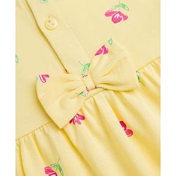 Babyhug 100% Cotton Single Jersey Knit Half Sleeves Floral Printed Frock With Bloomer With Bow Applique - Yellow