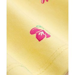 Babyhug 100% Cotton Single Jersey Knit Half Sleeves Floral Printed Frock With Bloomer With Bow Applique - Yellow