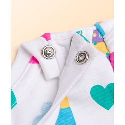 Babyhug 100% Cotton Knit Half Sleeves Hearts & Popsicles Printed Co-Ords T-Shirt & Capri Night Suit - White