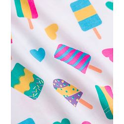 Babyhug 100% Cotton Knit Half Sleeves Hearts & Popsicles Printed Co-Ords T-Shirt & Capri Night Suit - White