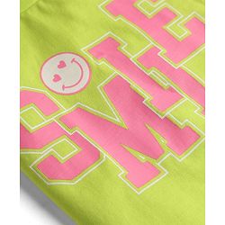 Babyhug 100% Cotton Knit Half Sleeves T-Shirt & Capri Night Suit with Smile Print - Lime