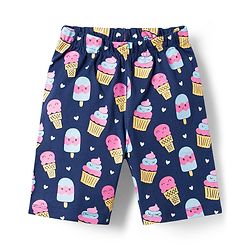 Babyhug 100% Cotton Knit Half Sleeves T-Shirt & Capri Night Suit with Dessert Print - Navy