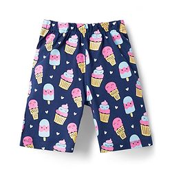 Babyhug 100% Cotton Knit Half Sleeves T-Shirt & Capri Night Suit with Dessert Print - Navy
