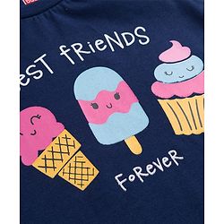 Babyhug 100% Cotton Knit Half Sleeves T-Shirt & Capri Night Suit with Dessert Print - Navy