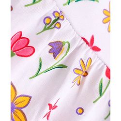 Babyhug 100% Cotton Single Jersey Knit Sleeveless One Piece Dress with Floral Print - White