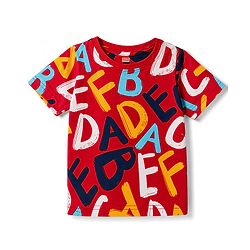 Babyhug 100% Cotton Knit Half sleeves T-shirts & Shorts Night Suit With Alphabets Print - Red