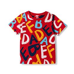 Babyhug 100% Cotton Knit Half sleeves T-shirts & Shorts Night Suit With Alphabets Print - Red