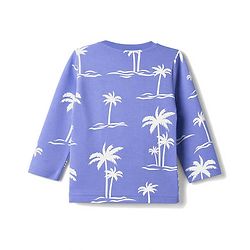 Babyhug 100% Cotton Knit Full Sleeves T-Shirt & Pyjama Night Suit Co-ords With Tropical & Text Print - Blue