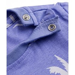 Babyhug 100% Cotton Knit Full Sleeves T-Shirt & Pyjama Night Suit Co-ords With Tropical & Text Print - Blue